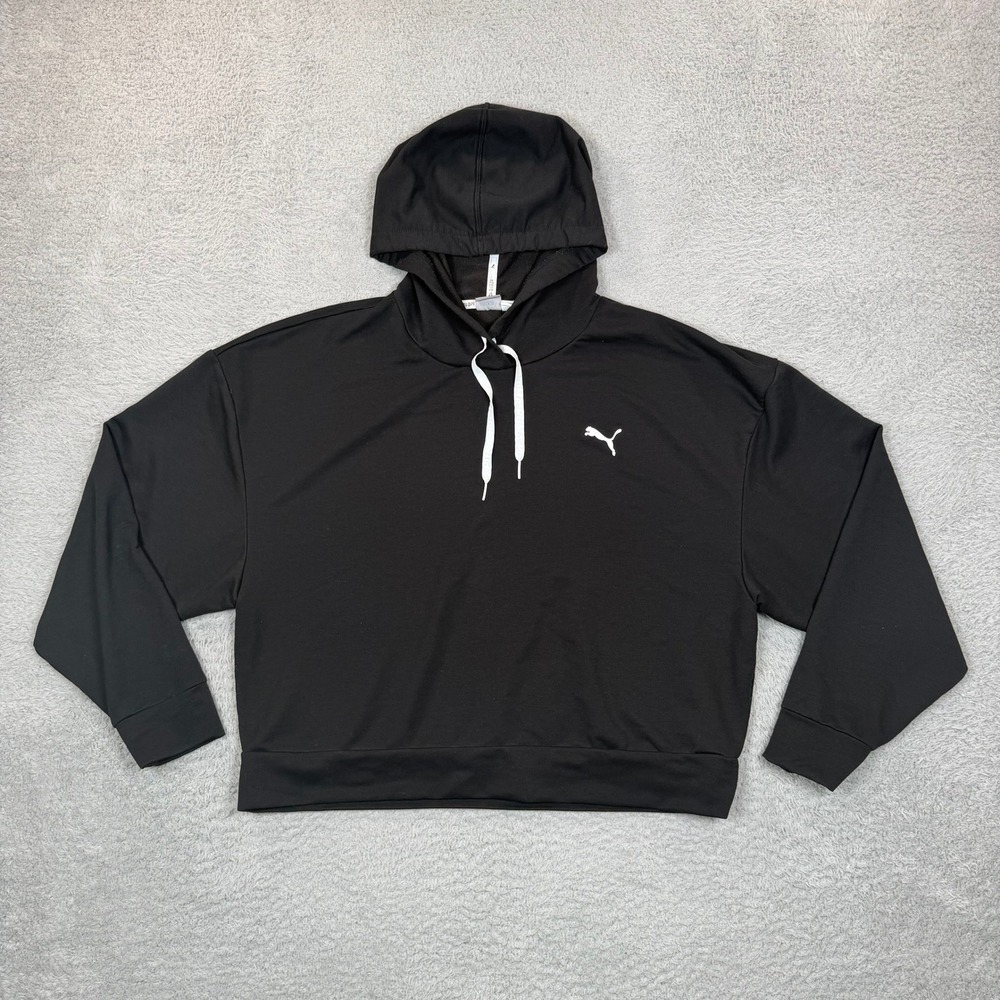 Puma Womens Black dryCELL Performance Cropped Boxy Hoodie Large